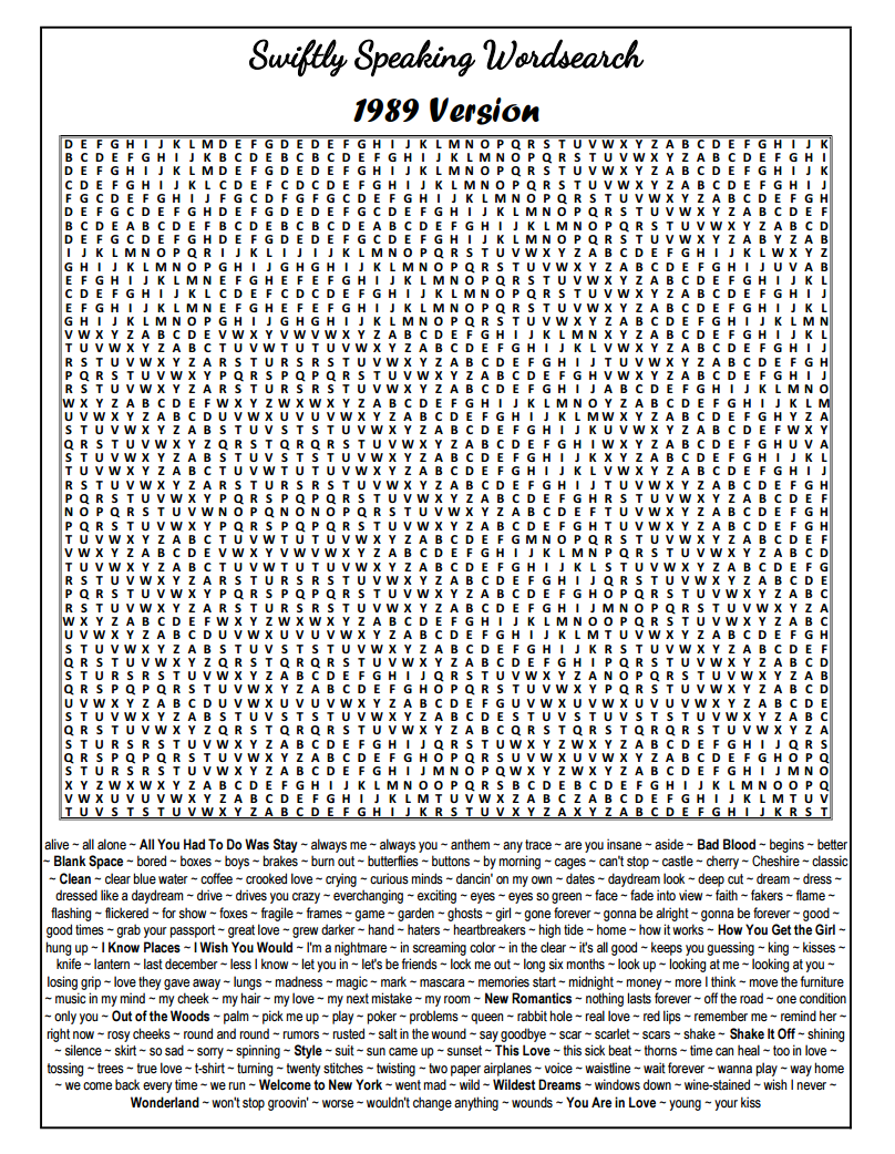 DOWNLOAD : Swiftie Wordsearch Puzzles
