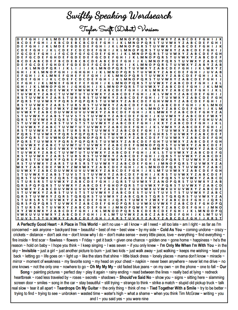 DOWNLOAD : Swiftie Wordsearch Puzzles