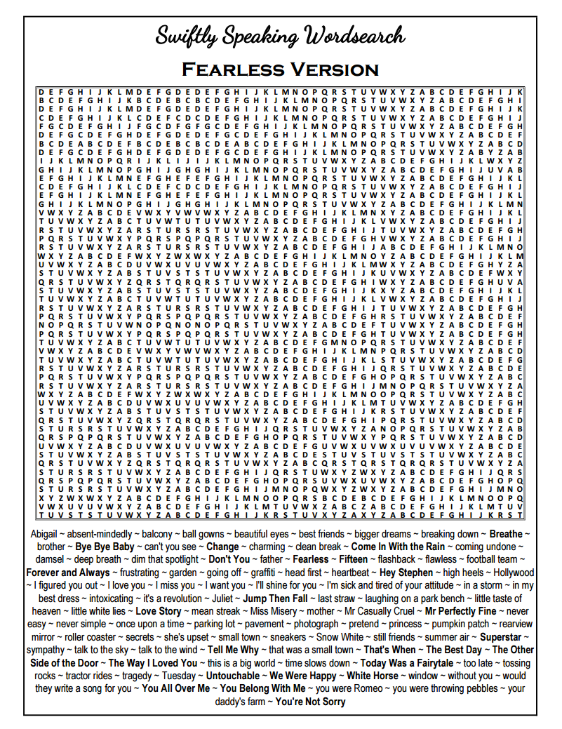 DOWNLOAD : Swiftie Wordsearch Puzzles