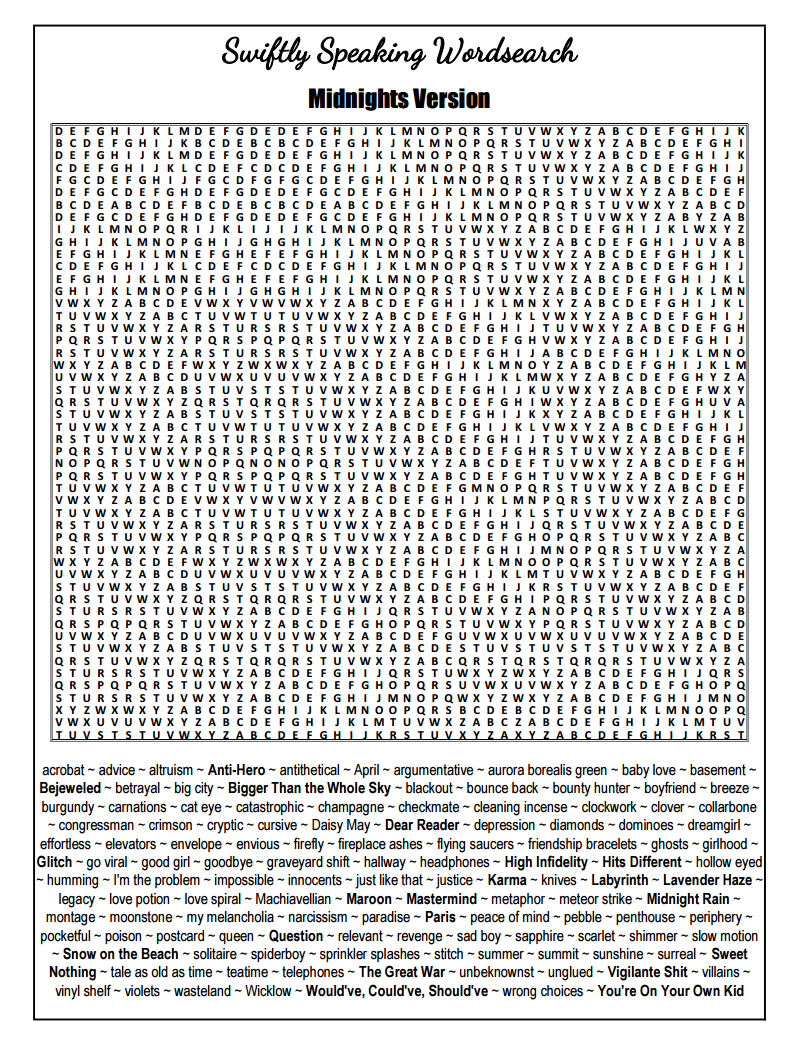 DOWNLOAD : Swiftie Wordsearch Puzzles