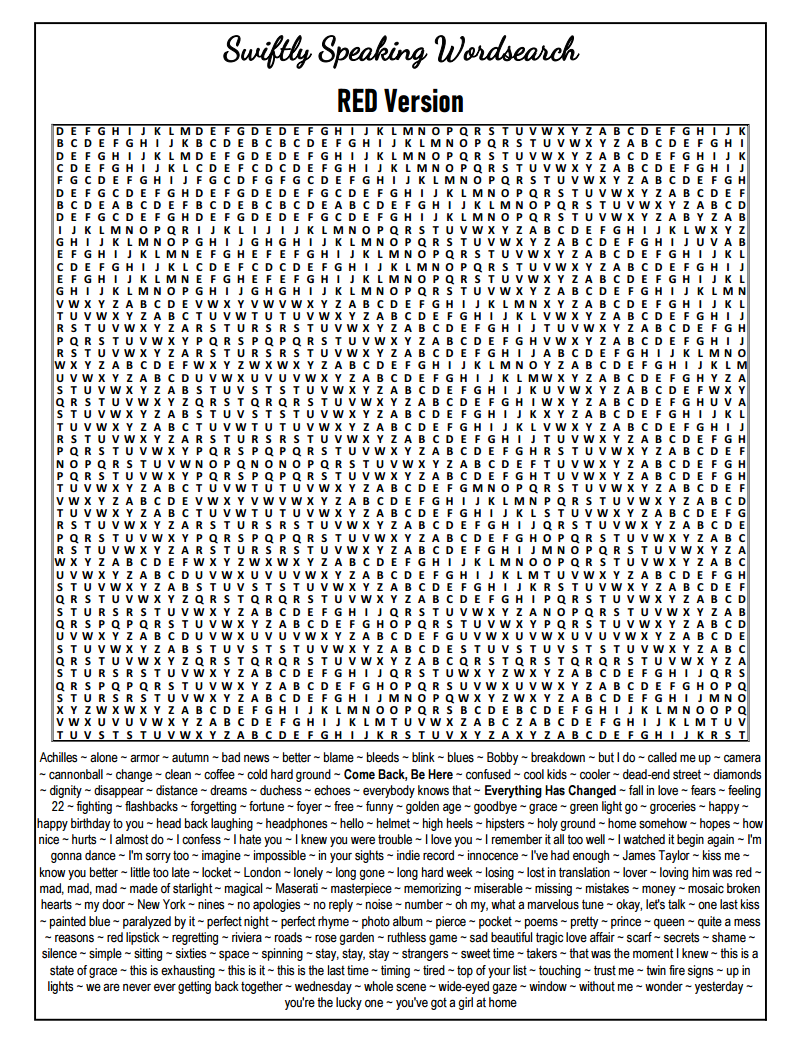 DOWNLOAD : Swiftie Wordsearch Puzzles