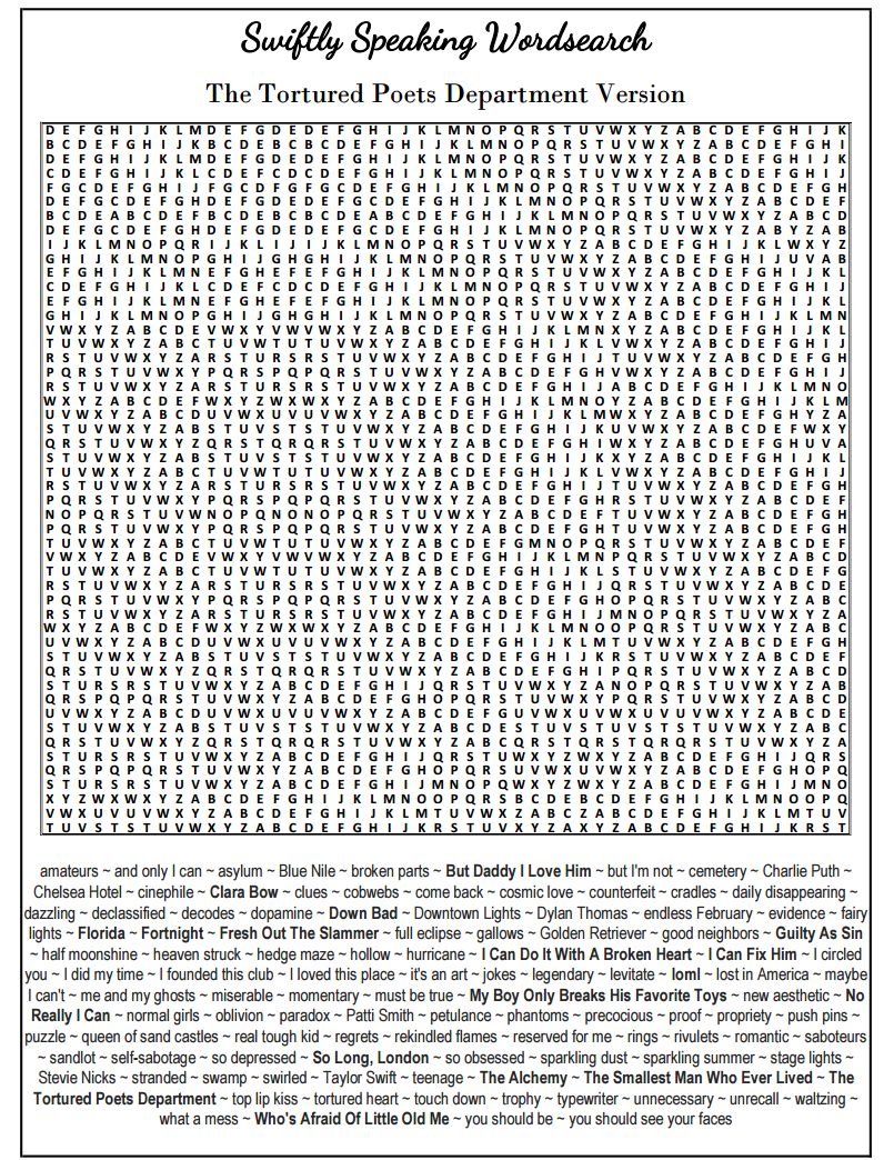 DOWNLOAD : Swiftie Wordsearch Puzzles