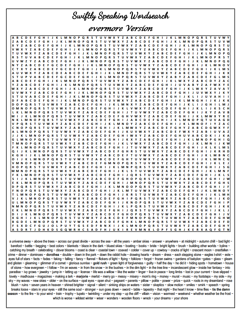 DOWNLOAD : Swiftie Wordsearch Puzzles