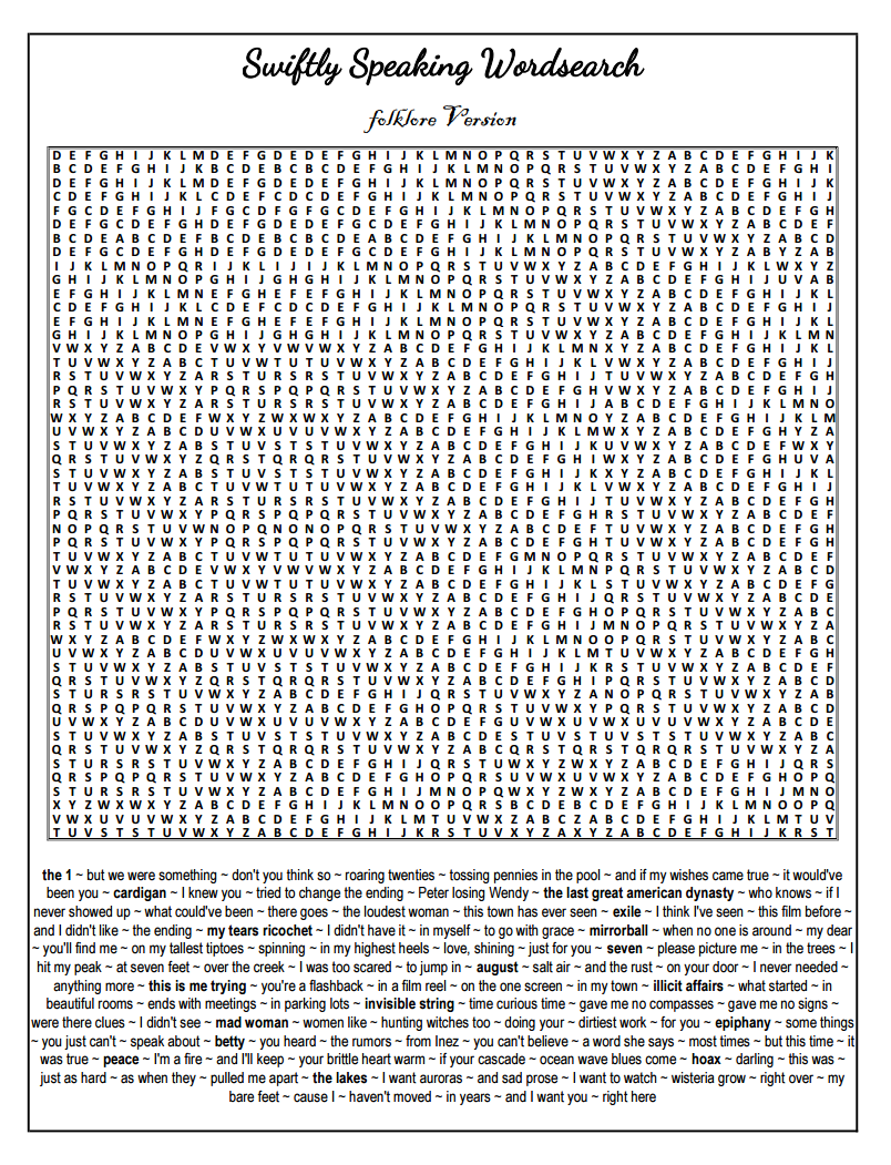 DOWNLOAD : Swiftie Wordsearch Puzzles