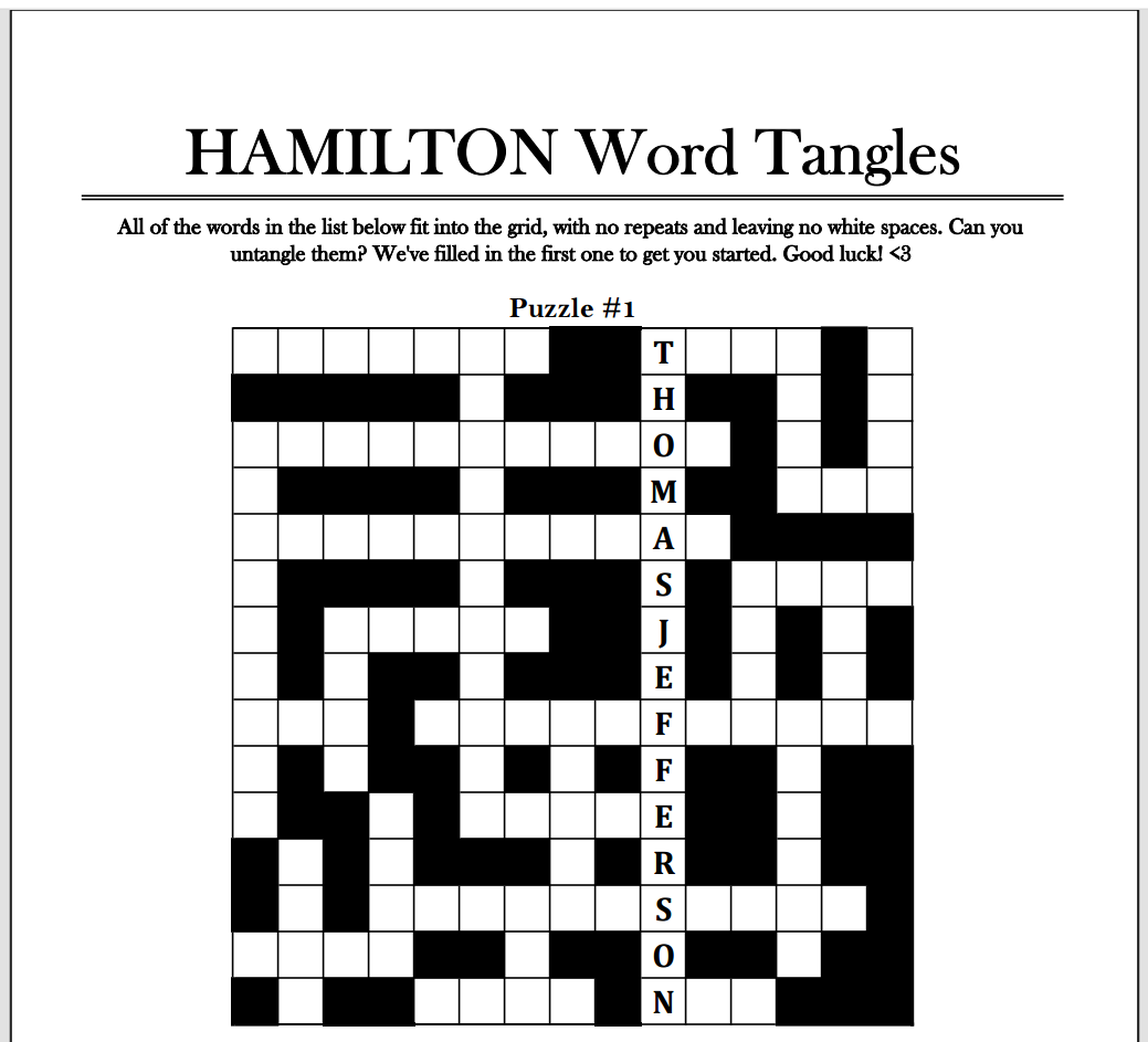 Hamilton Word Searches and Tangles : booklet DOWNLOAD