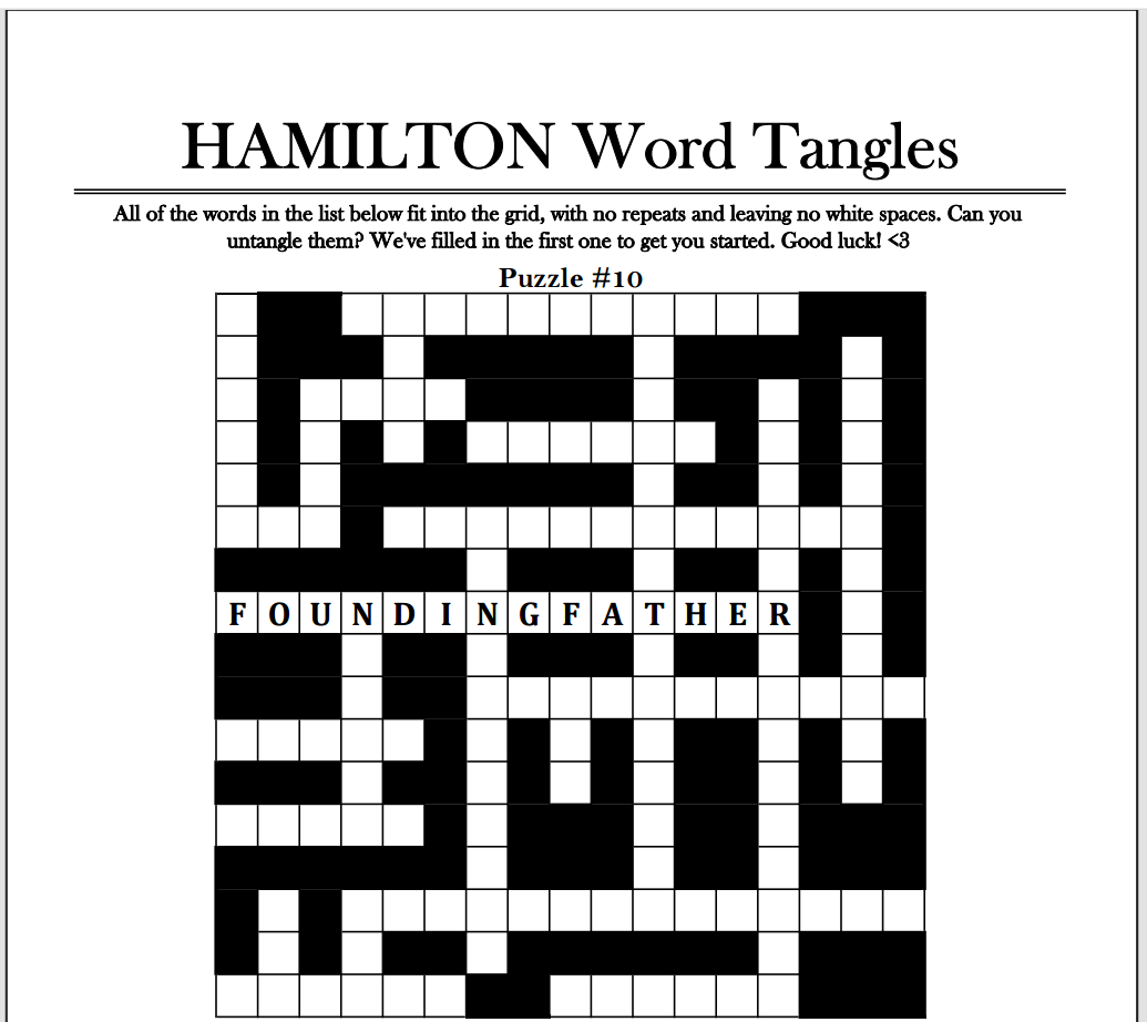 Hamilton Word Searches and Tangles : booklet DOWNLOAD