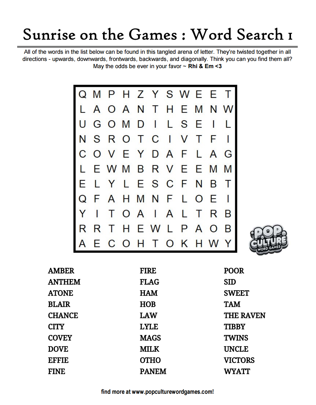 Sunrise on the Games, Word Searches and Tangles : booklet DOWNLOAD