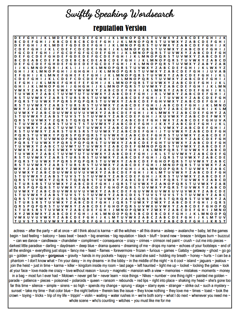DOWNLOAD : Swiftie Wordsearch Puzzles