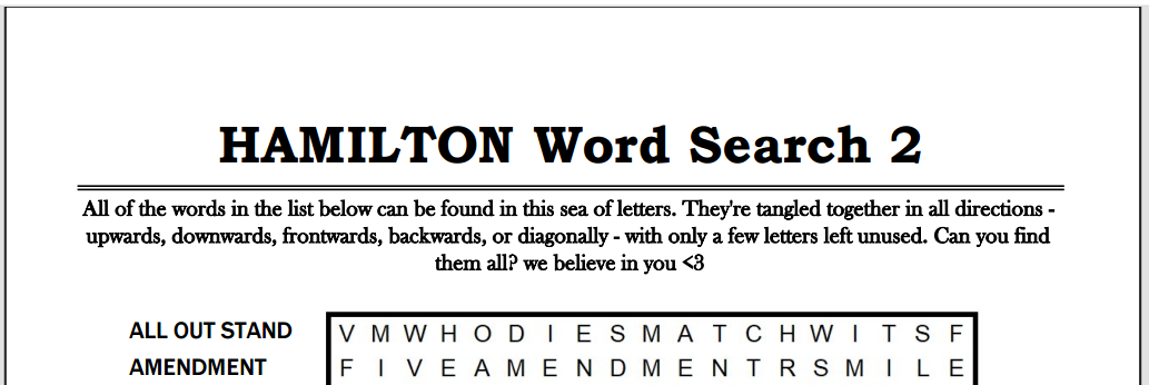 Hamilton Word Searches and Tangles : booklet DOWNLOAD