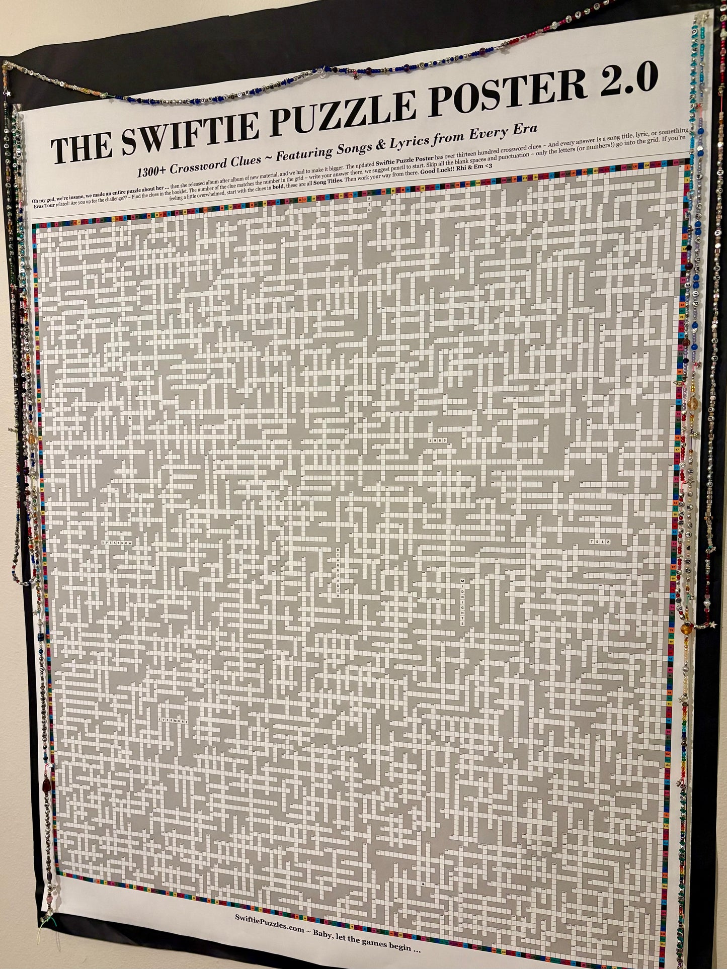 Swiftie Puzzle Poster 2.0 : Giant Taylor Swift Crossword (free US shipping)