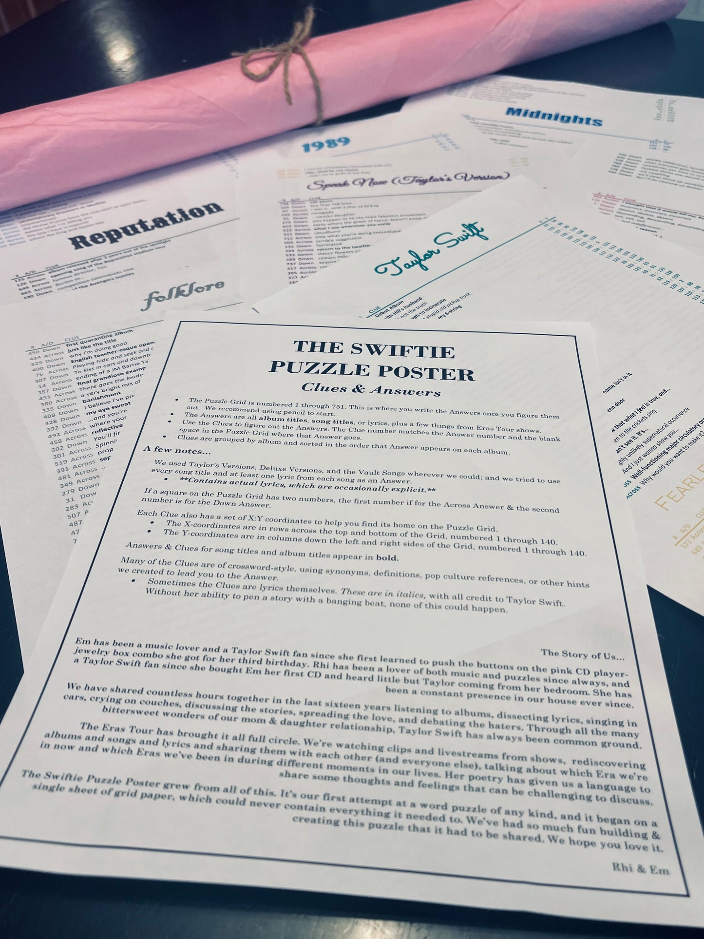 Swiftie Puzzle Poster 2.0 : Giant Taylor Swift Crossword (free US shipping)