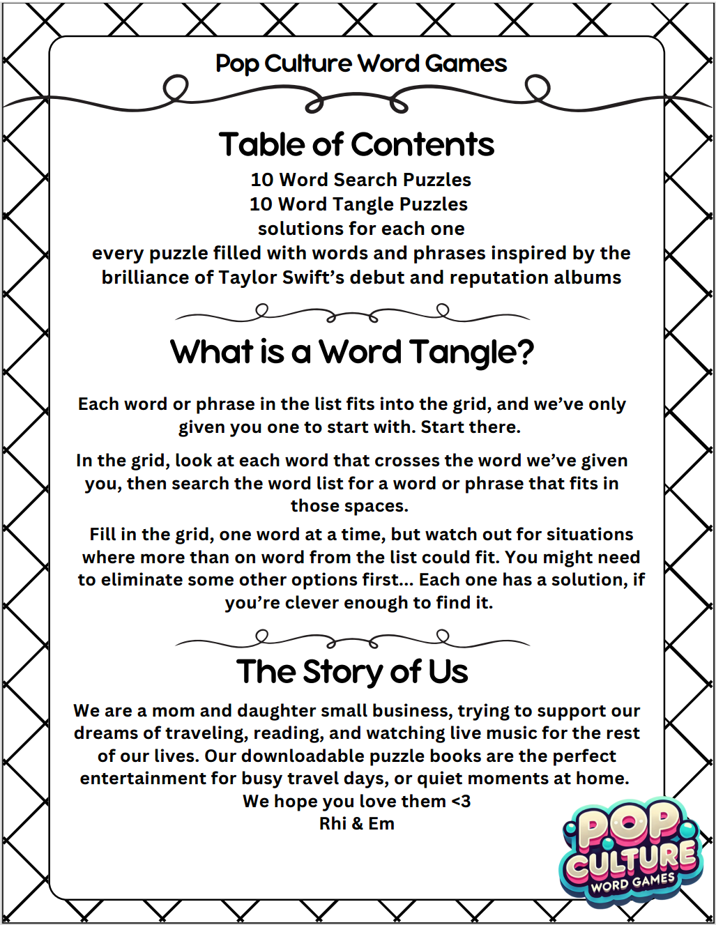 Debutation Word Searches and Tangles : booklet DOWNLOAD